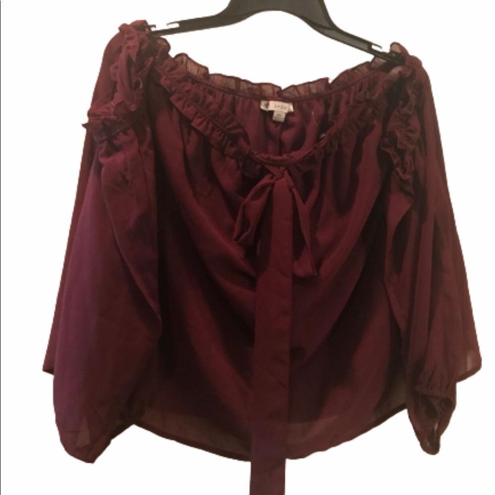 Iris burgundy ruffle blouse